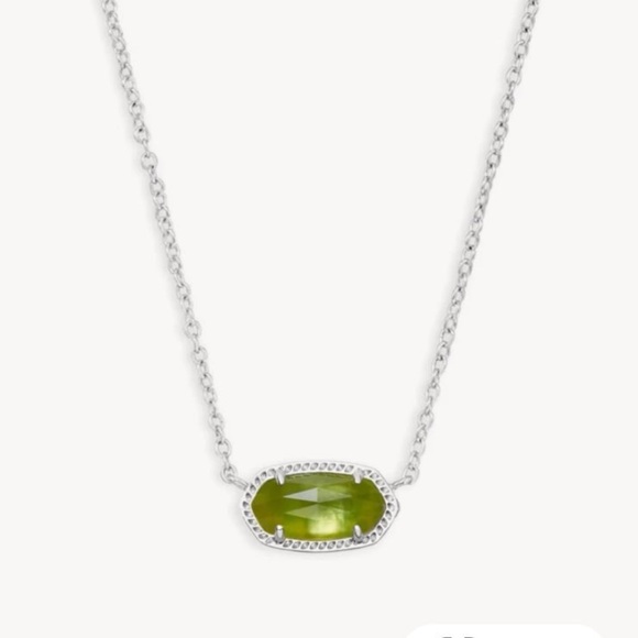 Kendra Scott Elisa In Peridot Illusion Silver Pendant Necklace - Picture 1 of 12